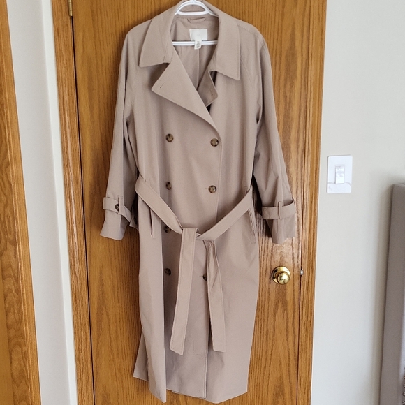 H&M Jackets & Blazers - H&M Double-Breasted Trench Coat in Taupe
